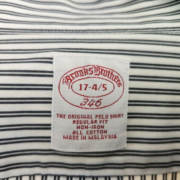 Brooks Brothers 346 Black Pinstripe Button Down Shirt Long Sleeve Mens 17-4/5 XL - Picture 7 of 7